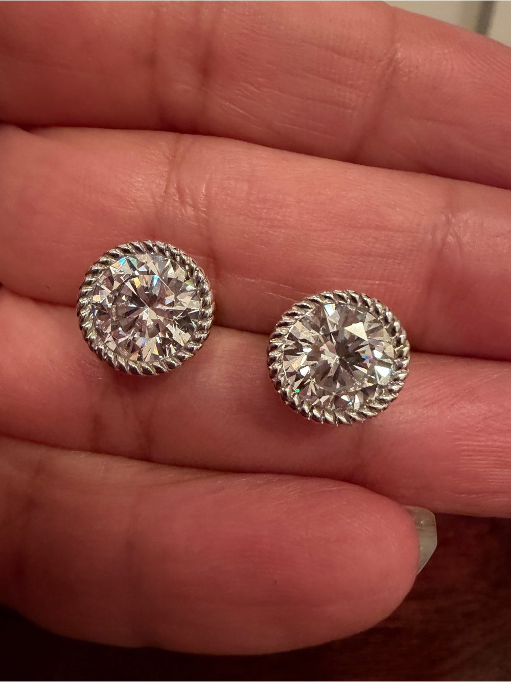 judith ripka sterling silver clear Cz earrings